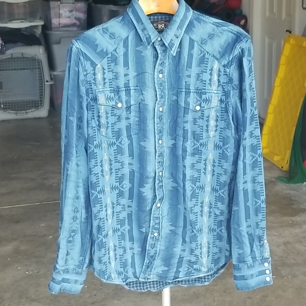 RRL Double RL Indigo Southwestern Shirt L